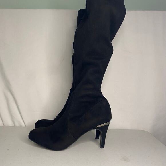 NEW BCBGeneration Black Knee High Heeled Boots Mario Faux Suede Slouchy Size 8 - Picture 8 of 14